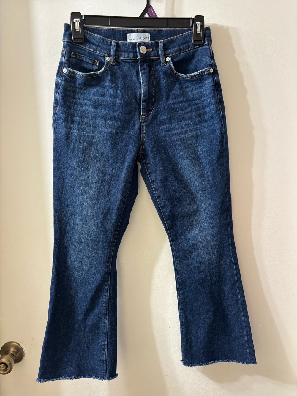 LOFT Dark Blue Cropped Flare Jeans